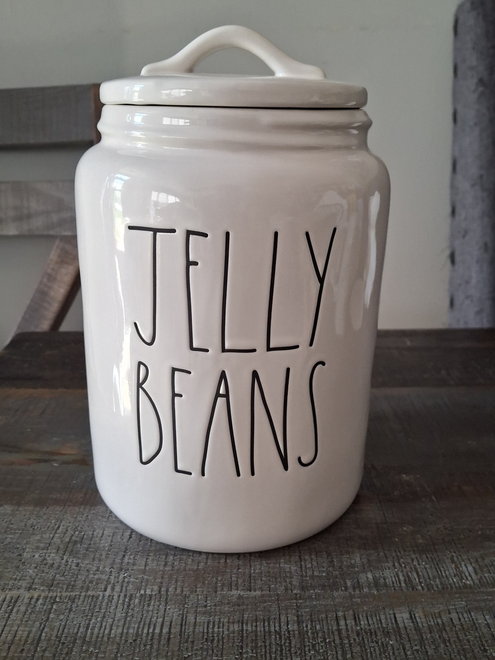 Rae Dunn White "JELLY BEANS" Large Ceramic Canister